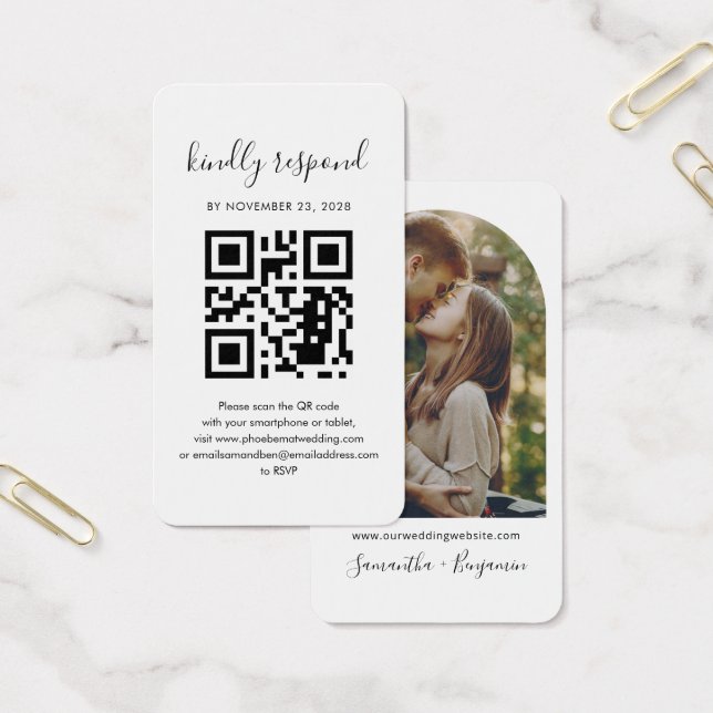 Código QR Parejas Foto RSVP Boda Tarjeta de gabine (Oficina)