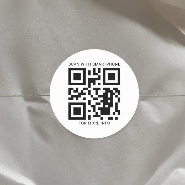 Código QR personalizado Crear su propio Pegatina e (Modern Business QR Code Classic Circle White Sticker)