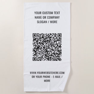 Código QR personalizado y toalla de playa de texto