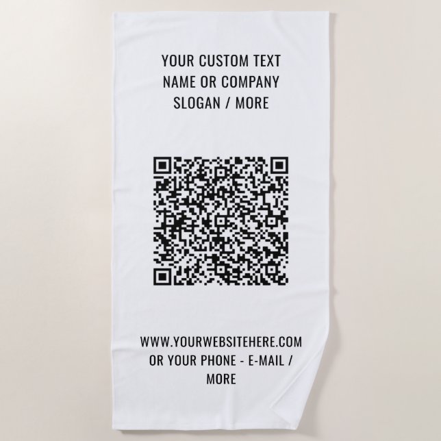 Código QR personalizado y toalla de playa de texto (Anverso)