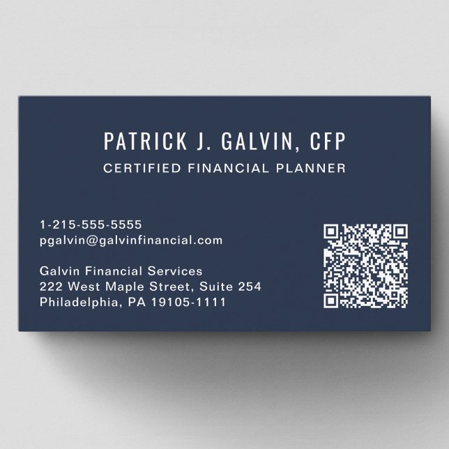 Código QR Planificador Financiero Certificado CFP  (CFP Certified Financial Planner QR Code Blue Business Card)