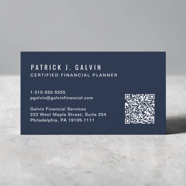 Código QR Planificador Financiero Certificado CFP  (CFP Certified Financial Planner QR Code Blue Business Card)