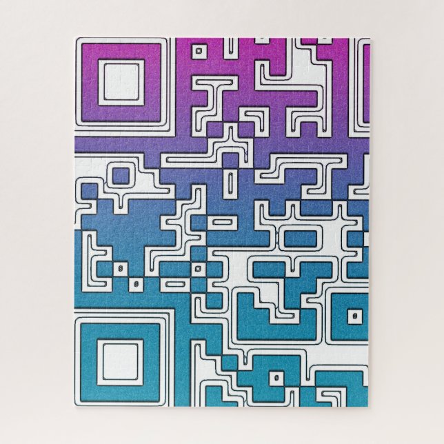 Código QR - Rompecabezas azul morado (Vertical)