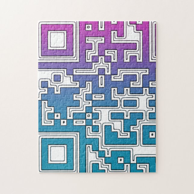 Código QR - Rompecabezas azul morado (Vertical)