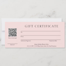 Código QR rosa Certificado de regalo de negocios m