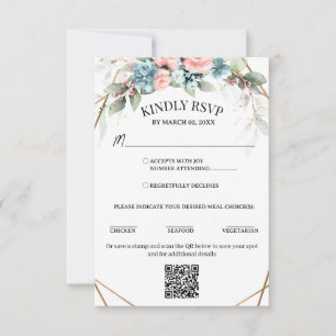 Código QR rosa coral y azul Rsvp con opciones de c