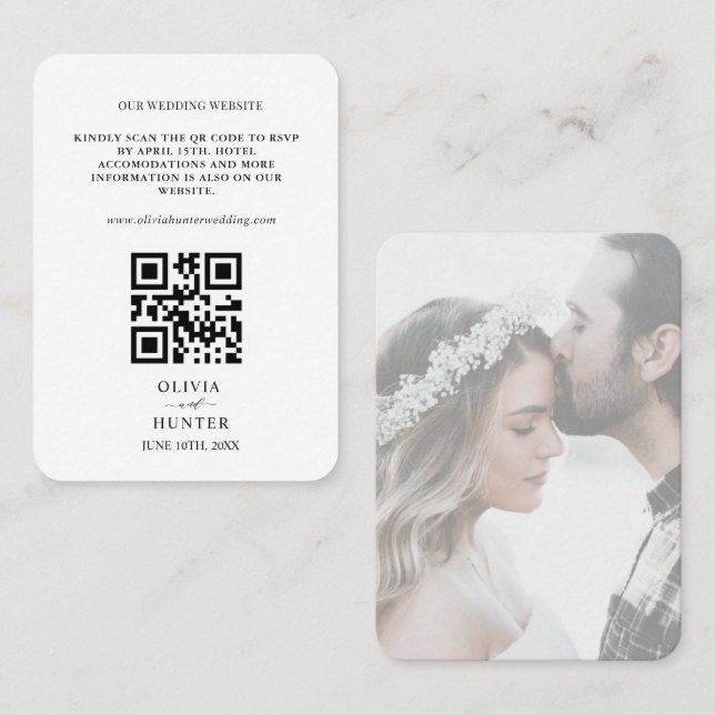 Código QR RSVP Boda Tarjeta de cierre de sitio web (Anverso / Reverso)