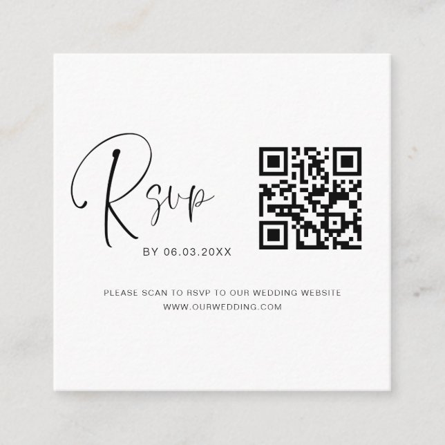 Código QR RSVP Boda Tarjeta de cierre de sitio web (Anverso)