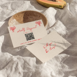 Código QR RSVP de boda rojo único dibujado a mano 