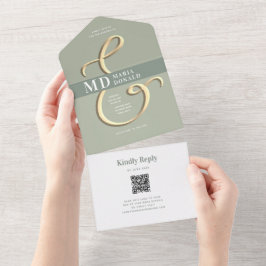 Código QR Sage Green Boda Todo En Una Invitación
