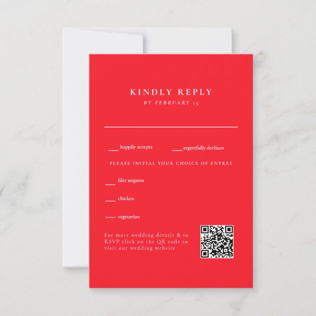 Código QR simple de Boda rojo RSVP (Anverso)