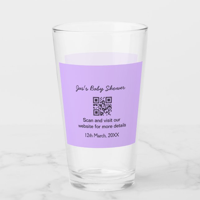 Código QR simple de fiesta de bebé púrpura agregar (Anverso)