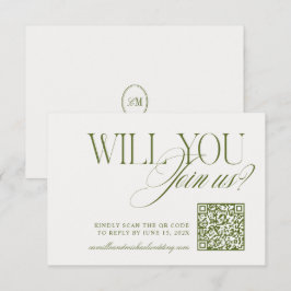 Código QR Tarjeta de Respuesta de Boda Verde Oliva