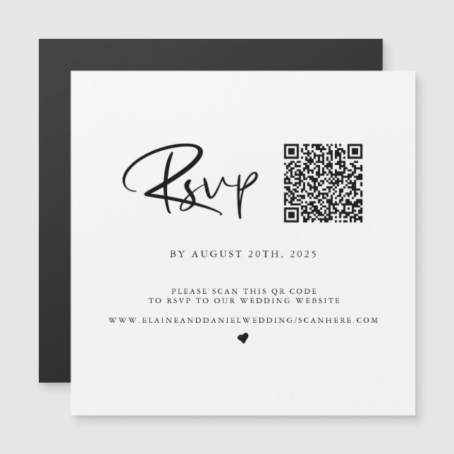 Código QR Tarjeta RSVP de fotos en blanco y negro (Anverso/Reverso)