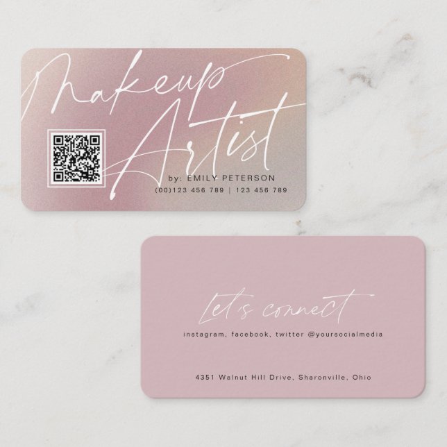 Código QR tarjetas de visita modernas para artista (Anverso / Reverso)