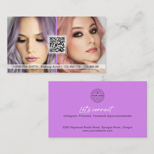 Código QR Tarjetas de visita para maquillador (Anverso / Reverso)