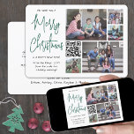 Código QR Te Deseamos Feliz Navidad 5 Foto Verde<br><div class="desc">Este año se celebran las alegres maravillas de la tecnología moderna con una divertida tarjeta interactiva de vacaciones de collage de fotos en códigos QR. Comparte cinco de tus fotos favoritas así como un mensaje de video en línea, una canción, un álbum de fotos u otro sitio web. Todo el...</div>