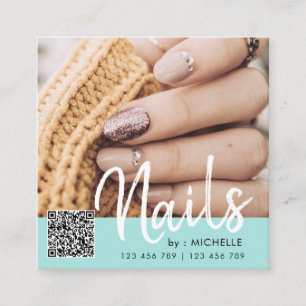 Código QR verde azulado nails tarjetas de visita