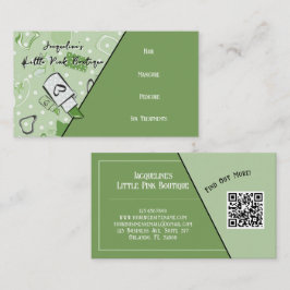 Código QR Verde Diseño de Tarjeta de Visita Salón 