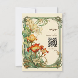 Código QR Vintage Retro Art Nouveau Botánico RSVP