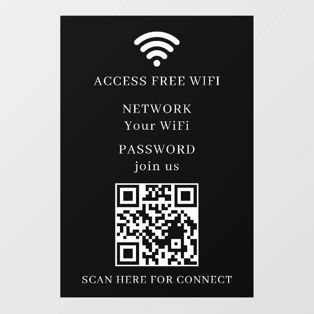 Código QR WiFi Calcomanía de Ventana (Hoja)
