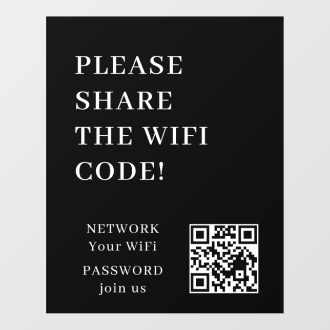 Código QR WiFi Conectar Red Ventana Calcomanía (Hoja)