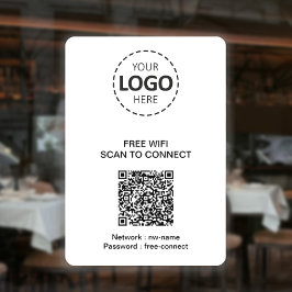 Código QR WIFI y logo en señal de ventana