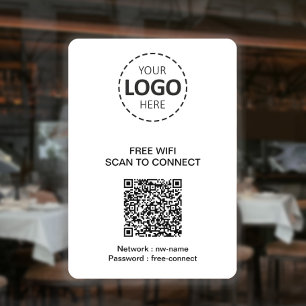 Código QR WIFI y logo en señal de ventana