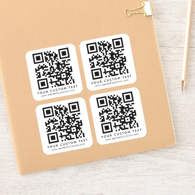 Código QR y Pegatina de vinilo cuadrado de texto p (Cuaderno)