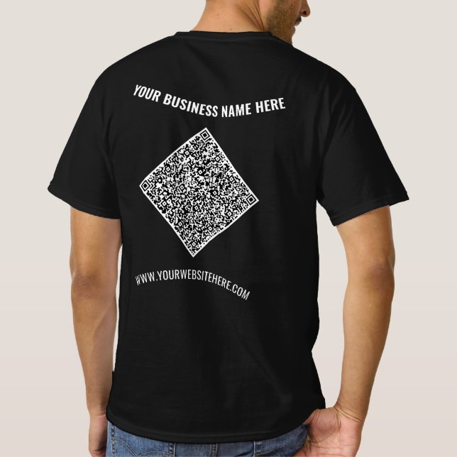 Código QR y plantilla de camiseta comercial de tex (Reverso)
