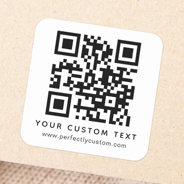 Código QR y texto personalizado Pegatina cuadrado (Subido por el creador)