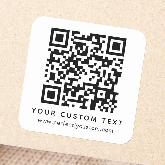 Código QR y texto personalizado Pegatina cuadrado (Subido por el creador)