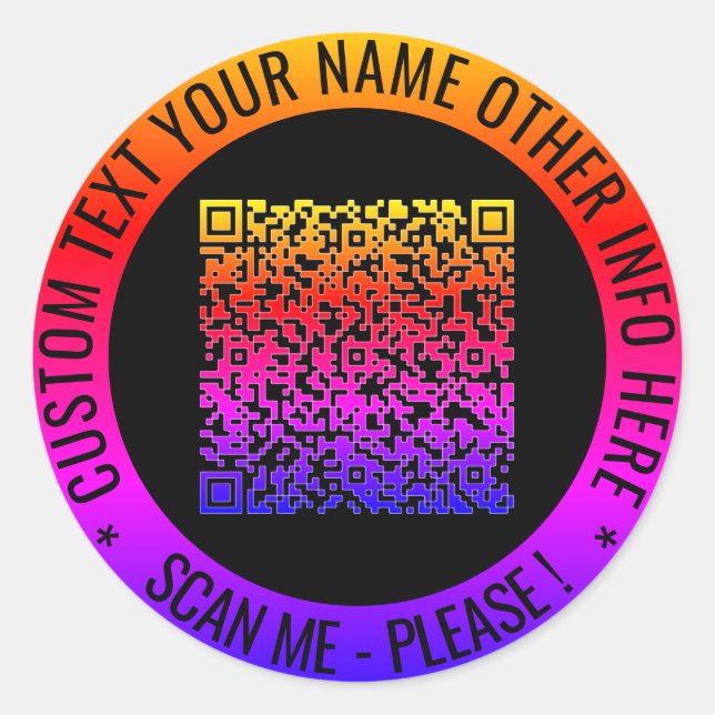 Código QR y texto Personalizado Su Pegatina person (Anverso)