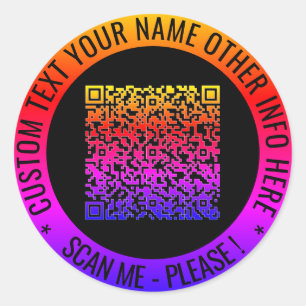 Código QR y texto Personalizado Su Pegatina person