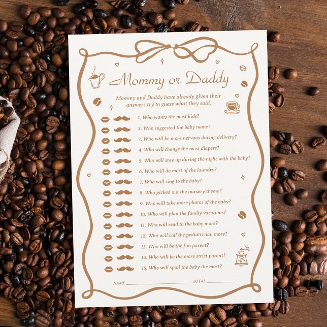 Coffee Baby Shower Adivina Quién tarjeta de juego (Subido por el creador)