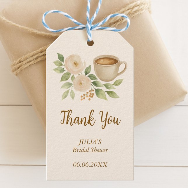 Coffee Bridal Shower Elegant Floral Favor Etiqueta (Subido por el creador)