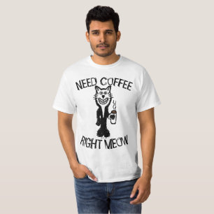 Coffee Cat Camisetas divertidas, NECESITE CAFÉ COR