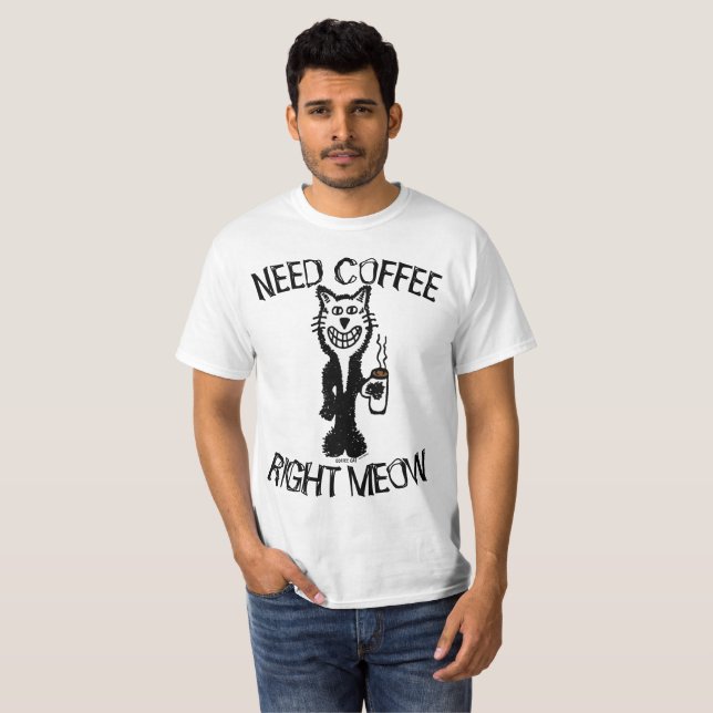 Coffee Cat Camisetas divertidas, NECESITE CAFÉ COR (Anverso completo)