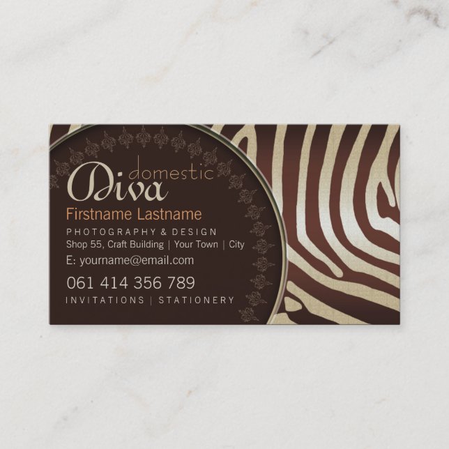 Coffee Choc Zebra Elegante con logotipo de tarjeta (Anverso)
