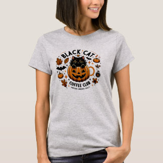 Coffee Club de gato negro Camiseta femenina Hallow