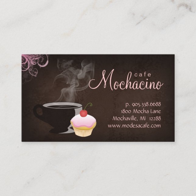 Coffee Club - Tarjeta de visita con muleta rosa (Anverso)