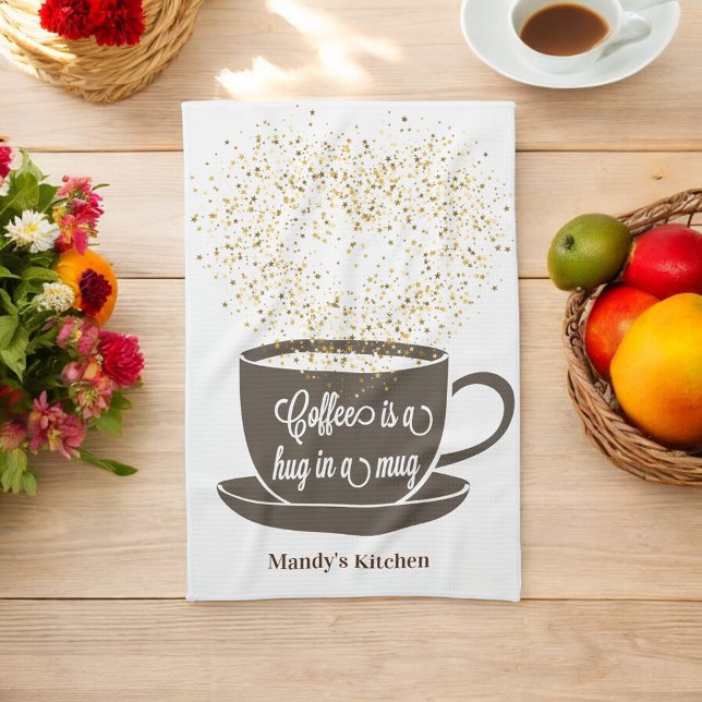 Coffee Cup Brown Purpurina Kitchen Toalla (Subido por el creador)