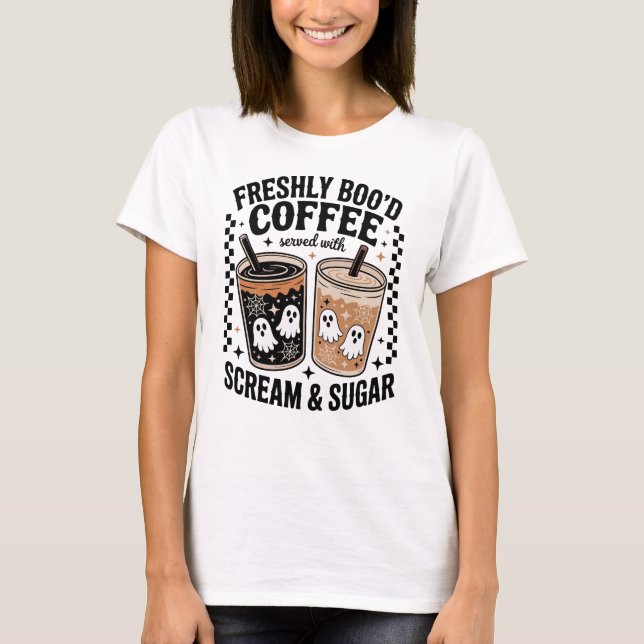 Coffee de Boo recién hecho camiseta de Halloween (Anverso)