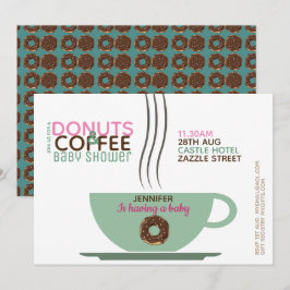 COFFEE DONUTS Baby Shower Invitación Turq rosa