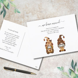 Coffee Gnome Mudándose nueva tarjeta postal de Inv