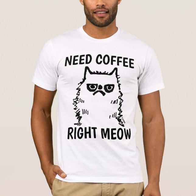 Coffee Grumpy Camisetas Cat divertidas (Anverso)