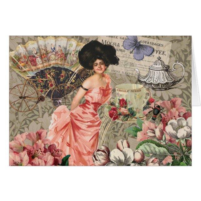 Coffee Lady Victorian Mujer Rosa Clásica (Anverso (Horizontal))