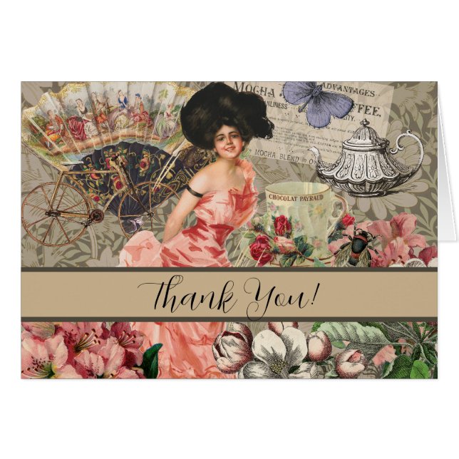 Coffee Lady Victorian Mujer Rosa Clásica (Anverso (Horizontal))