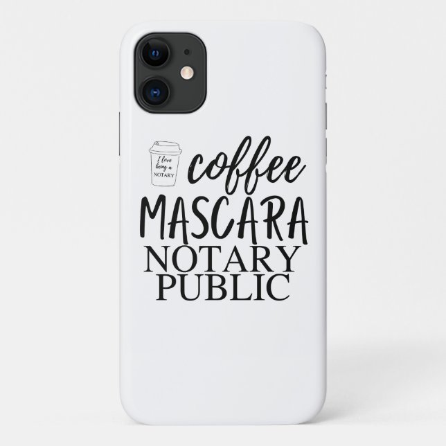 Coffee Mascara Notary funda del iPhone público (Reverso)