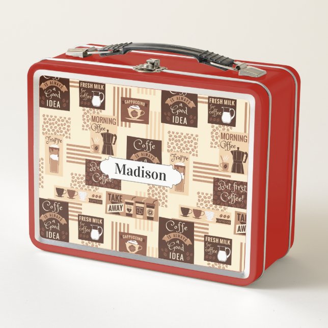 Coffee Pattern nombre personalizado cajas de almue (Anverso)